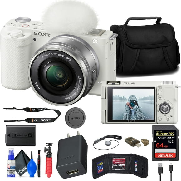 Sony ZV-E10 Mirrorless Camera with 16-50mm Lens + 64GB Card + More