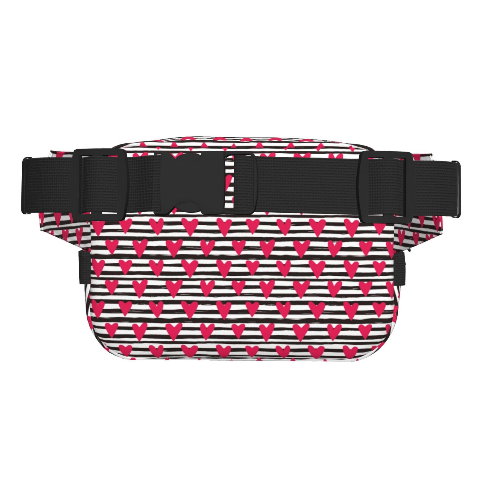 Picia Hearts And Lines Print Square Double-Layer Waist Bag Mini Adjustable Waist Belt Bag Exercise Running Travel Hiking