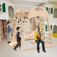 thumbnail image 3 of 7 in 1 Jungle Gym for Toddlers, SHINPT Indoor Climbing Toy for Kids, Baby Jungle Gym Indoor with Swing, Slide, Ladder, and Climbing Wall, Kids Wooden Play Gym, Toddler Playground for Best Gift, 3 of 6