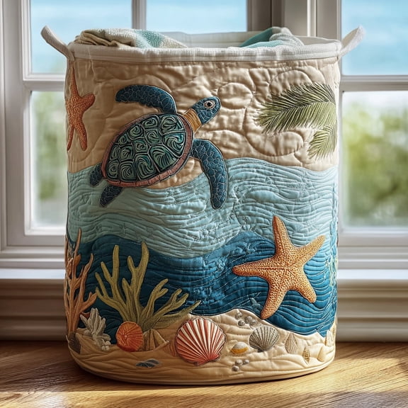 Coastal Harmony Quilted Laundry Basket