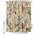 thumbnail image 2 of Vintage Plant Waterproof Fabric Shower Curtain,Boho Botanical Flowers Green Leaf Ferns Waterproof Fabric Shower Curtain for Bathroom Curtains Bathtubs Shower Curtains with 12 Hooks Extra Long 72x96, 2 of 8