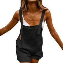 jsaierl Womens Cotton Linen Bib Overalls Casual Loose Fit Shorts Comfy Lightweight Jumpsuits Solid Lounge Shorts Romper Overall