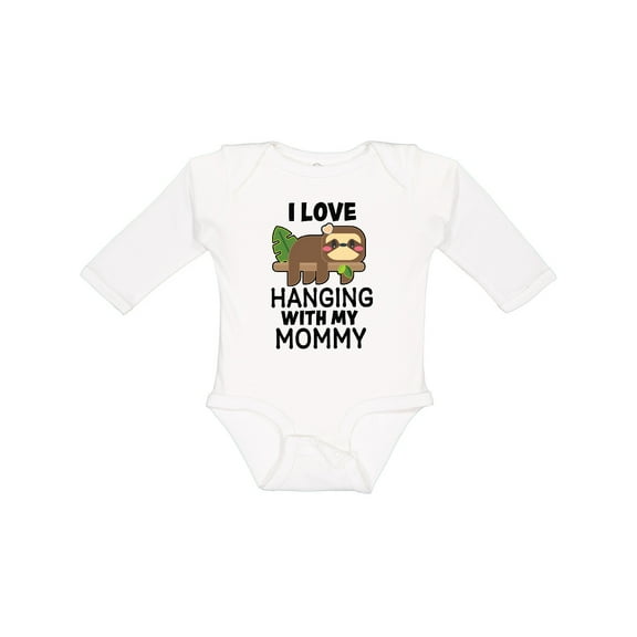 Inktastic I Love Hanging out with My Mommy with Sloth Boys or Girls Long Sleeve Baby Bodysuit