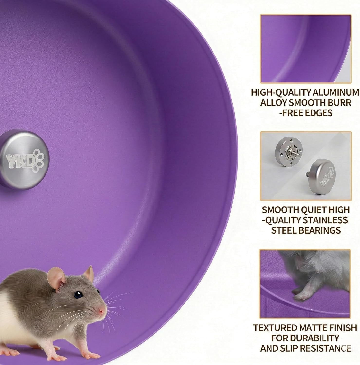 11.8" Silent Hamster Exercise Wheel, Aluminum Alloy Noiseless Running Wheel for Syrian Hamsters, Fancy Rat, Hedgehogs and Small Pets