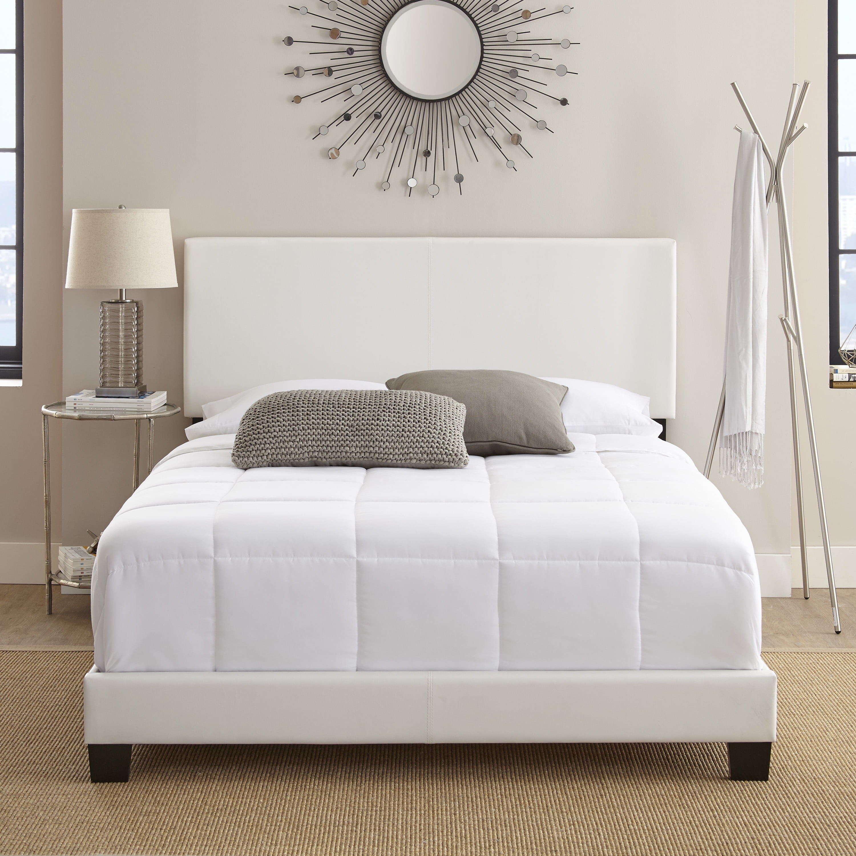 Premier Sutton Upholstered Faux Leather, Modern White Bed Frame