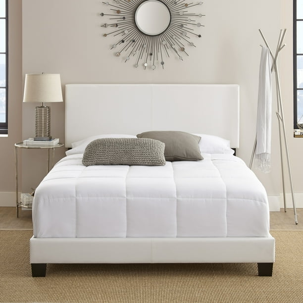 Premier Sutton Upholstered Faux Leather, Upholstered Bed Frame Queen White