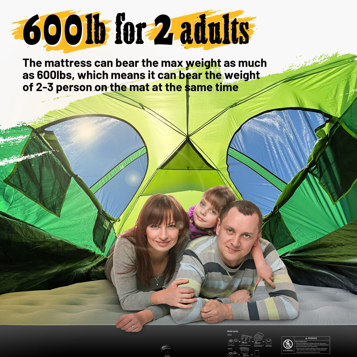 Truck Bed Air Mattress for 5.5'-5.8' Full Size Short Truck Bed Inflatable Camping Mattress with Pump & Carry Bag, Gray