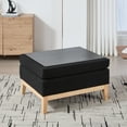 thumbnail image 5 of Jopath 33.86"W Upholstered Wood Base Storage Ottoman With Reversible Lid Coffee Table, Foot Stool Square Footrest with Rubberwood Legs for Living Room Bedroom Entryway and Office,Black Boucle., 5 of 7