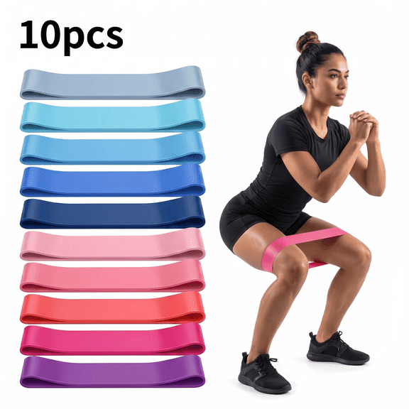 ROSEXIXI Resistance Bands 10pcs Stretching Bands For Exercise Elastic Loops With Carry Bag Manual Yoga Straps For Pilates Workout For Women Home Gym Fitness Training