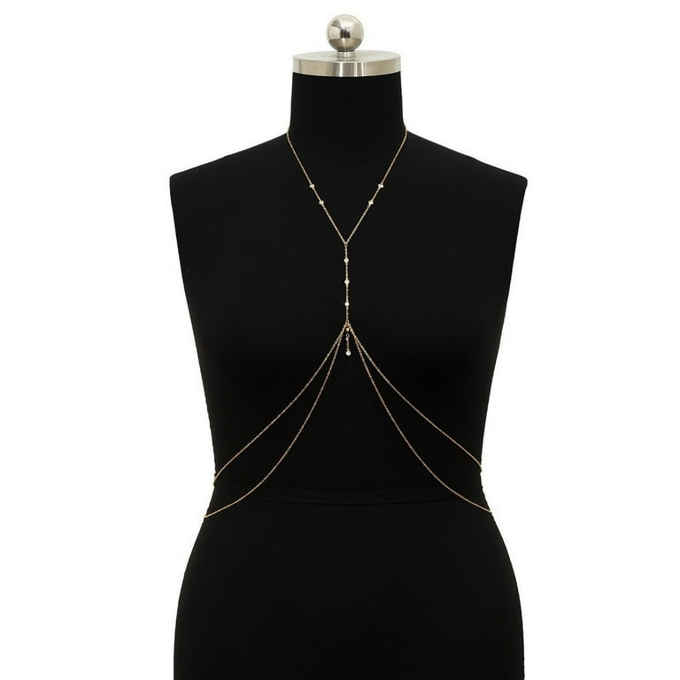 slim fit dress slacks Glamorous Art Deco Body Chain In Bronze Gold – Finerblack Jewelry main image 1