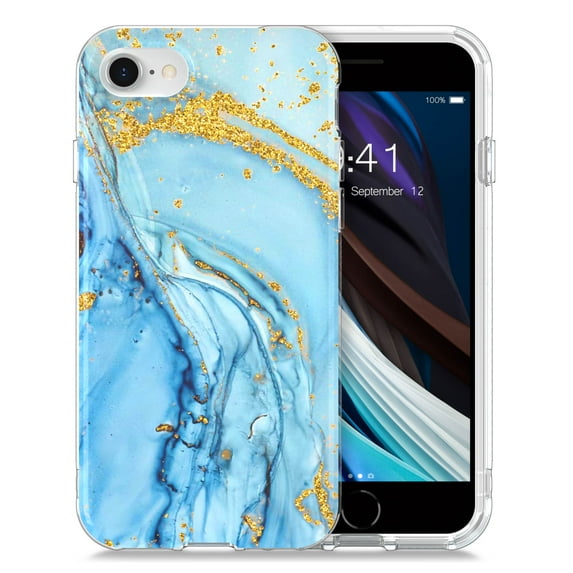 ULAK iPhone SE 3 5G 2022 Case, iPhone SE 2 2020 Case, iPhone 8 7 Case, Cute Slim Bumper Phone Case for iPhone SE 3rd 2nd Generation/8/7 for Girls Women, Blue Marble