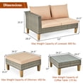 thumbnail image 3 of Costway 4PCS Patio Rattan Furniture Set Cushioned Loveseat w/Glass Side Table Khaki, 3 of 10