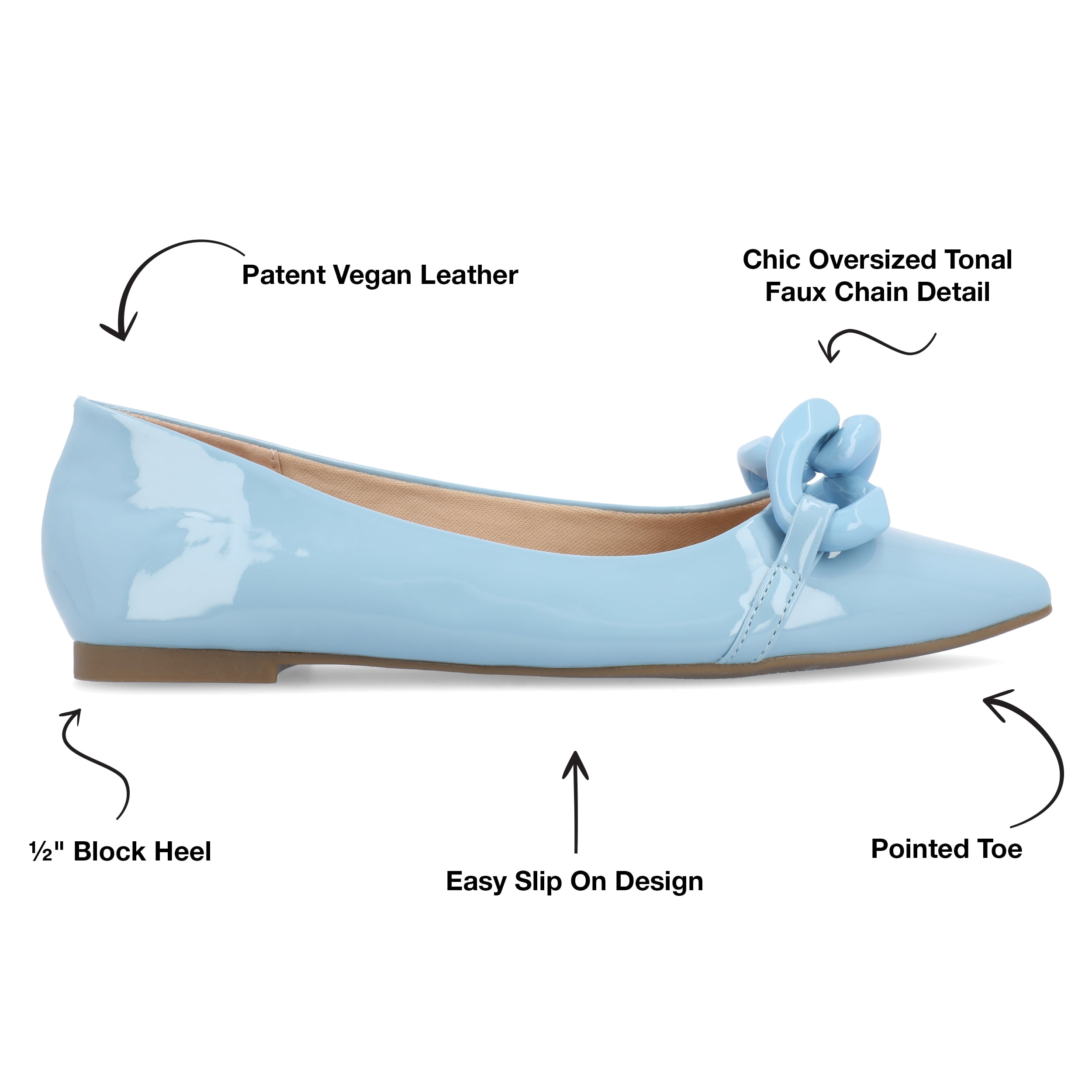 Journee Womens Clareene Slip On Pointed Toe Ballet Dress Flats