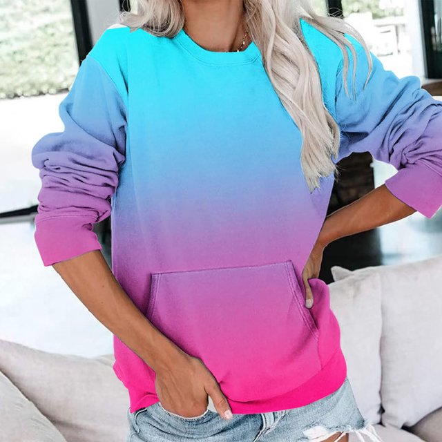 Wolfast Hauts et Blouses à Manches Longues pour Femmes T-Shirt Imprimé Mode Blouse à Manches Longues Col Rond Hauts Décontractés Chandail en Molleton