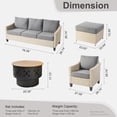 thumbnail image 6 of XIZZI Patio Conversation Sets,6 PCS Outdoor Furniture Set with Wood Burning Fire Pit,Grey, 6 of 8