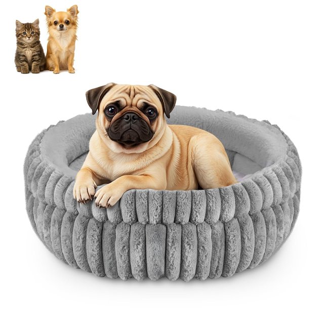 Cama para Perro Mediano, Diámetro de 60 cm, Cojín Central Extraíble y Lavable, Cama para Perro Chico Reversible, Base Antideslizante e Impermeable, Adecuada para Gatos y Perros