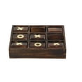 thumbnail image 5 of DecMode 11" x 3" Dark Brown Mango Wood Tic Tac Toe Game Set with Gold Inlay, 1-Piece, 5 of 6