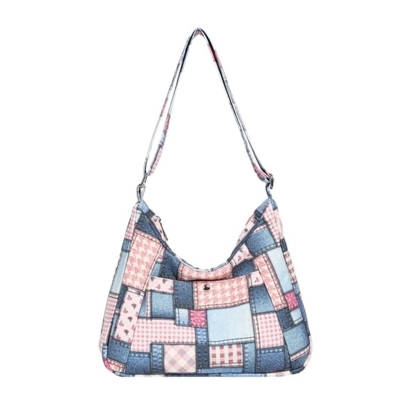 Women's Canvas Patchwork Tote Bag – Fashionable Large Capacity Shoulder Bag