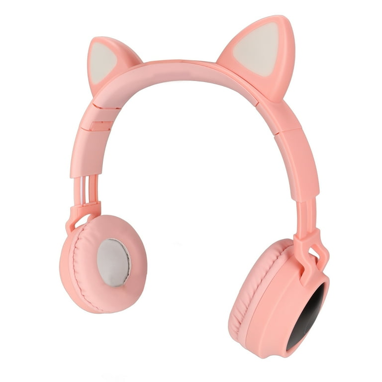 Cat Ear Gaming Headphones Deep Bass LED Light Foldable Cute Cat