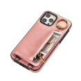 thumbnail image 6 of Allytechgroup Stylish iPhone 12 Pro Max Wallet Case, Secure Phone Case for Apple iPhone 12 Pro Max, Multi-functional and Durable, Ring Holder Hand Wrist Stand Shockproof Case for Women Men, Pink, 6 of 7