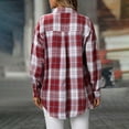 thumbnail image 4 of vigerkar Women's Oversized Casual Shirts Long Sleeve Button Down Plaid Shirt Business Office Work Blouse Top (Red, XXL), 4 of 8