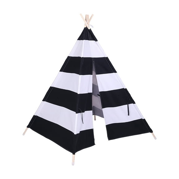 ULTNICE Black Kids Indoor TeePee Tent with Ventilated Windows for Home Lightweight and Practical