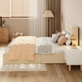 thumbnail image 6 of Asofer Queen Storage Bed Frame with Hydraulic Lift, Upholstered Headboard & Wood Slats, Beige, 6 of 14