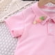 thumbnail image 3 of Gibobby Conjunto térmico bebé Niños pequeños bebés Niñass Primavera Verano sólido algodón manga corta Tops pantalones cortos dos horquillas broche trajes ropa(Rosa, 12-18 Meses), 3 of 5