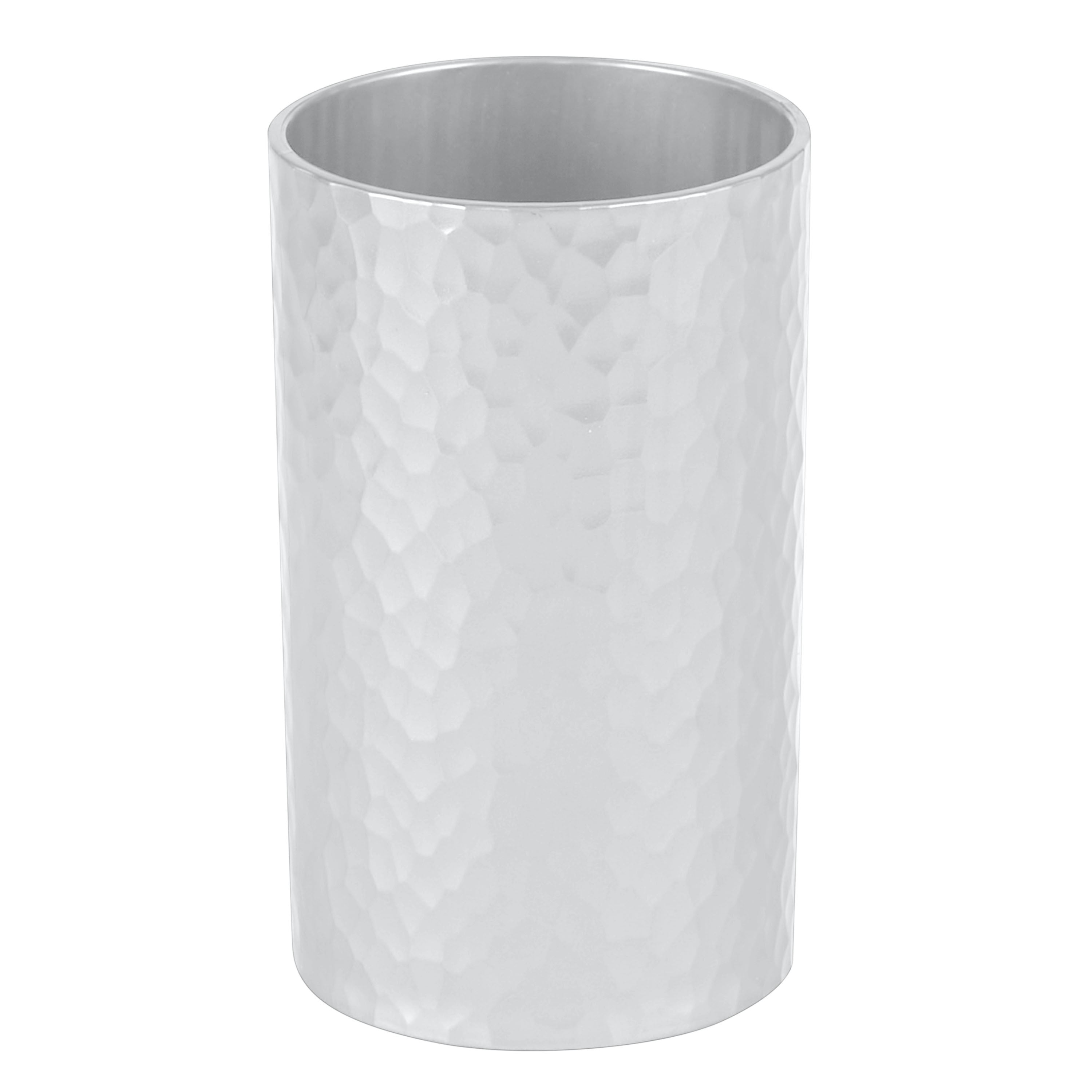 Bath Bliss Hammered Texture 4 Piece Bath Accessory Set in Silver