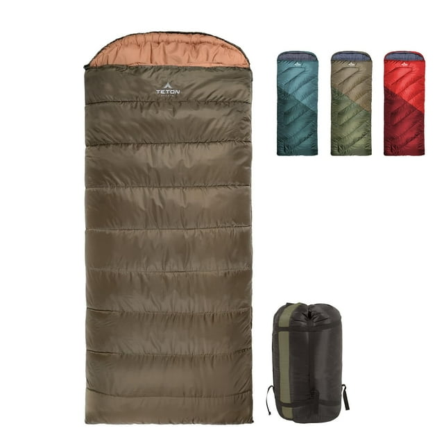 TETON Celsius Regular, Saco de Dormir de 0 Grados, Saco para Todo Clima para Adultos y niños, Camping, fácil y cálido, Saco de compresión Incluido