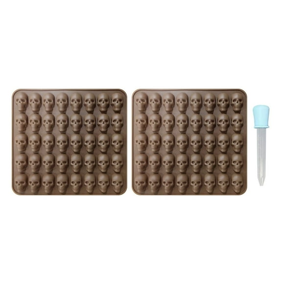 Kaireo 3D Skull Mold Sugar Mold (2 Brown Molds a Dropper),Ayow 40 Cavity Skullss Candy Mould Silicone Mini Skullss Mould Non Stick 3D Skullss Mould Sugar Mould Food Grade Silicone Skullss Mould