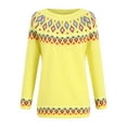 thumbnail image 5 of larppty Fashion Sweater Women Vintage Long Sleeve Casual Crewneck Sweater Fair Isle Knit Pullover Top (Yellow, XL), 5 of 9