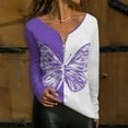 thumbnail image 4 of TAIAOJING Long Sleeve Shirts for Women Spring And Summer Butterfly Print Ladies Top Zipper Long Sleeve T Shirt, 4 of 4
