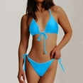 thumbnail image 2 of Swimsuits Women Separates Bikini Set High Waisted Stylish Solid Color Blue Bathing Suits for Women S, 2 of 3