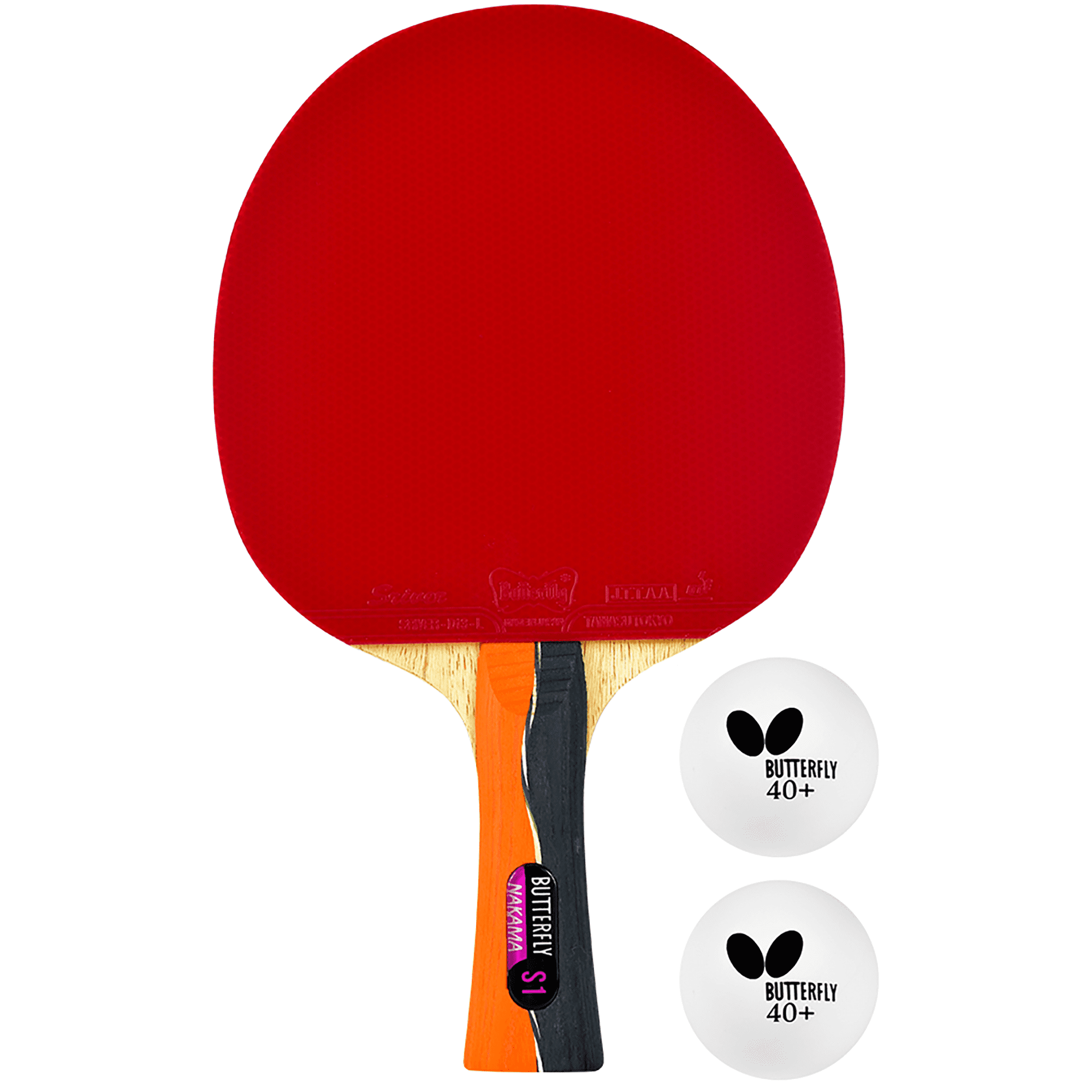 Butterfly Nakama S1 Table Tennis Racket-Carbon Blade-Sriver 1.9 Rubbers