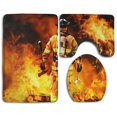 thumbnail image 1 of GOHAO Fire Fighter 3 Piece Bathroom Rugs Set Bath Rug Contour Mat and Toilet Lid Cover, 1 of 2