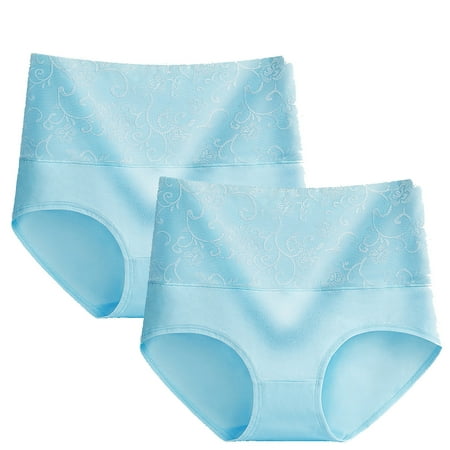 ATOYSOY Women s Hip Lifting Cotton Panties  Boy Shorts 2 Pack Stretchy Solid Lace Panty Comfy Underpants Multipack Clearance Shapewear Control Briefs for Ladies Blue XL