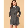 thumbnail image 2 of INSPIRE CHIC Women's Notched Lapel Double Breasted Trench Coat Jacket, 2 of 6