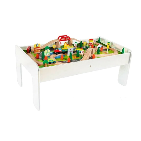 Wooden Train Set - 90 Pieces  Boys and Girls Railway, City, Gift for Boys Girls Ages 3 