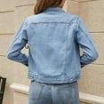 thumbnail image 4 of Yigetop Lightweight Denim Jacket for Women, Women's Basic Button Down Long Sleeve Stretchy Jean Trucker Denim Jacket Short Sleeve Denim Jacket for Women Blue L, 4 of 6