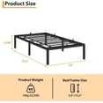 thumbnail image 3 of Tamaño individual - size 14in negra metal marco de cama con almacenamiento space - strong bearing, heavy - duty, sturdy mattress foundation, fácil montaje, no box spring required, 3 of 8