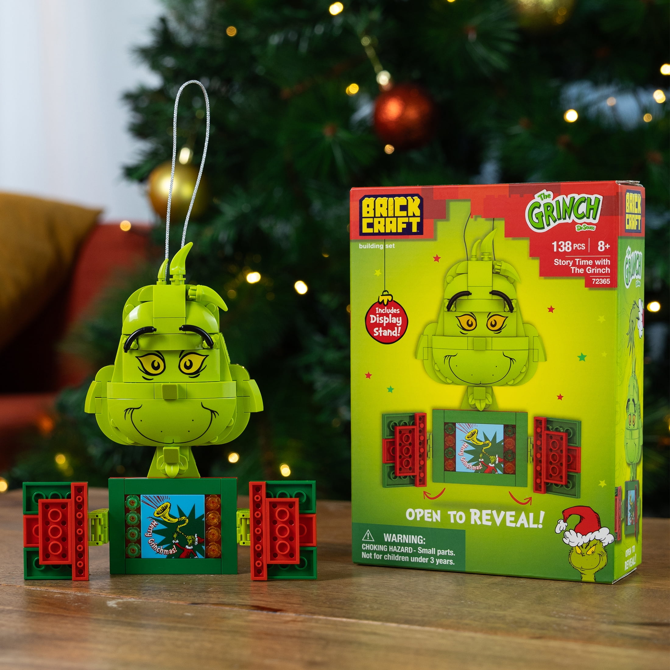 Brickcraft The Grinch Story Time with the Grinch Decoration Building Kit (138-Piece Set), Christmas Decoration, Holiday Collectible Brick Toy