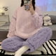 thumbnail image 1 of Conjunto de Pijama de terciopelo para mujer, ropa de dormir holgada, cálida, sencilla, combina con todo, básica, gruesa, para el hogar, Invierno, 1 of 4