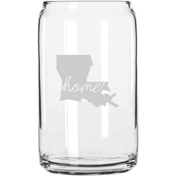 Louisiana Home States Etched 16oz Libbey Can Glass