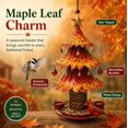 thumbnail image 5 of Christmas Tree Bird Feeder Festive Backyard Holiday Decor, Hanging Reinforced Metal Wild Bird Seed Feeder with Star Topper & Bells for Outdoor Garden Porch Maple Leaf Tree Feeder, 5 of 6