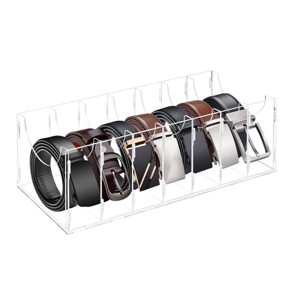 Belt Organizer, Acrylic Display Case with 7 grids Storage Holder for Watches, Jewelry, Makeup, Bracelets, Rings,Toys Accessories