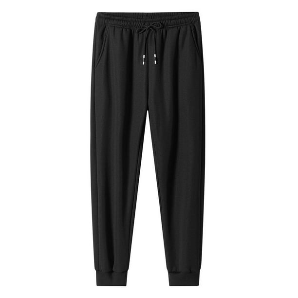 Pantalones largos para hombre, de lana de cordero de color liso, con forro polar, pantalones de pijama cálidos, pantalones de poliéster para hombre.