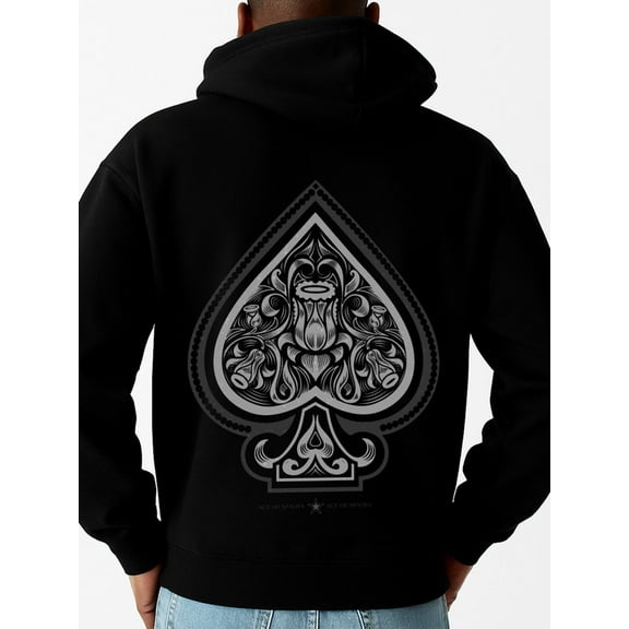 Ace of Spades Hoodie funny humor Casual Classic Design Pullover Hooded Sweatshirt Streetwear For Winter Fall, As Gift sweater hoodie black sixty years old vintage Funny Unisex Shirt Crewneck tshirts