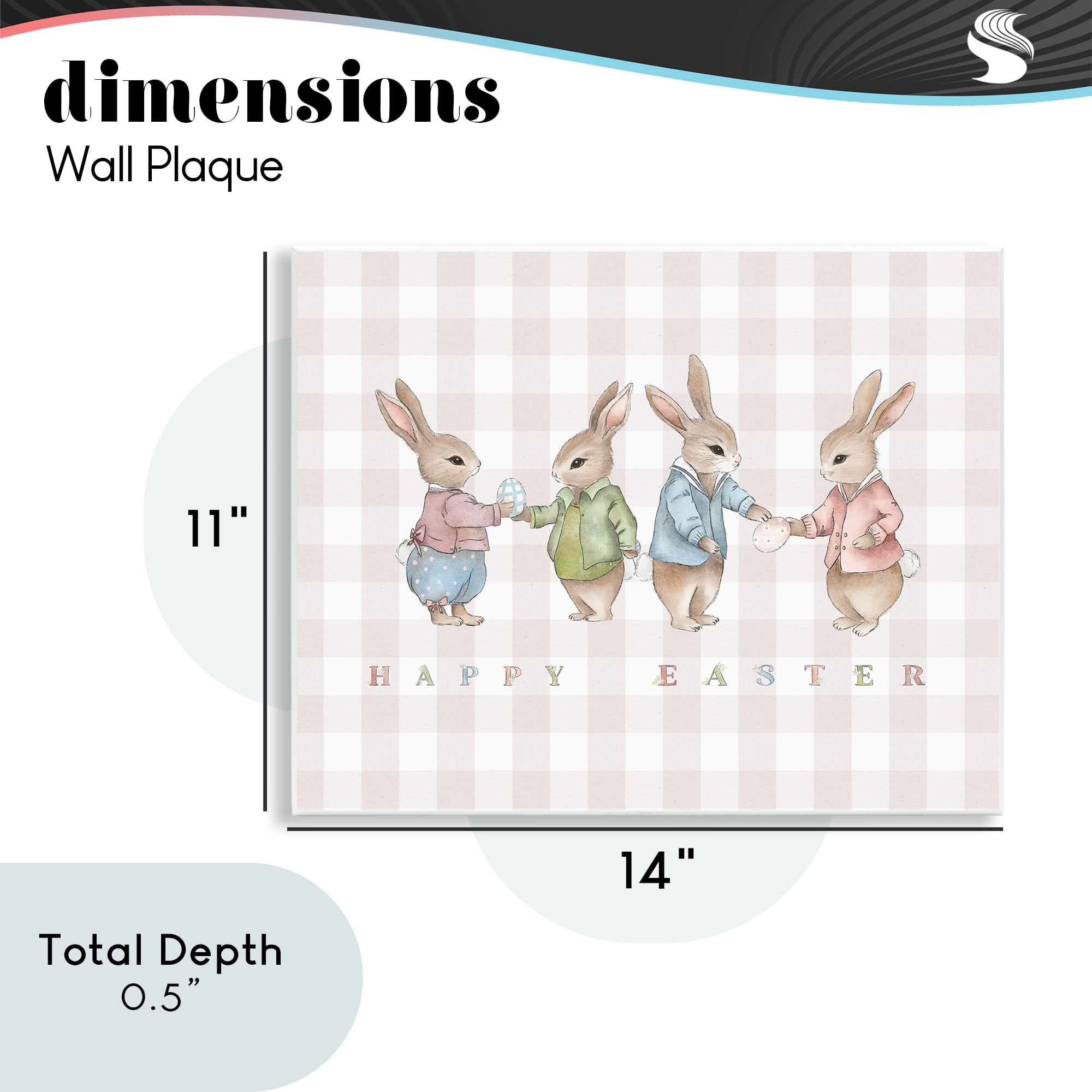 Stupell Industries Easter Bunnies Pink Gingham Wall Plaque Art, design by Leah Straatsma