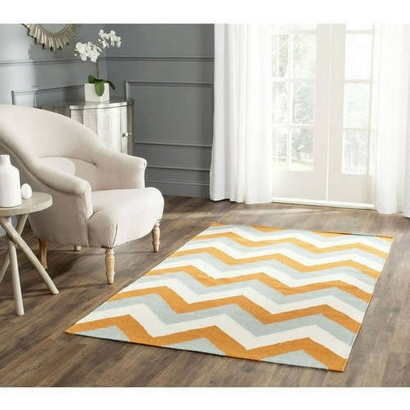 SAFAVIEH Dhurries Wenona Geometric Area Rug, Terracotta/Blue, 3' x 5'